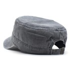 Black Washed Vintage Flat Top Cap  Cotton Military Cadet Army Caps Unique Design