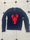 Nwt  138 Kiel James Patrick Kjp Lobster Navy Blue Cable Knit Cotton Sweater Xs