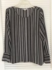 Counterparts  Black   White Stripe Long Sleeve Blouse Size Xl Nwt
