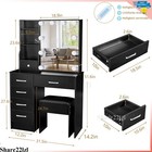 Vanity Desk Set With Sliding Lighted Mirror Makeup Dressing Table Hidden Storage