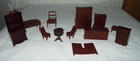 Vintage Brown Dollhouse Miniature Plastic Furniture Marked   Unmarked Read    