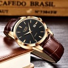 Lige Men Watch Quartz Waterproof Date Luminous Business Leather Wristwatch Gift