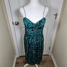 Vtg Silks By St  Gillian Dress Size 10 Green Abstract 100  Silk Glam Cocktail 