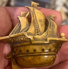 Rare Vintage Celluloid Figural Tape Measure Ship Sewing Novelty