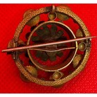 Victorian edwardian Floral Brooch Pendant Red Paste Stones Gilt