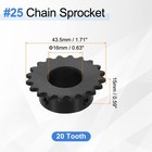 2pcs  25 Chain Roller Sprocket 16mm Bore 1 4  Pitch 20 Tooth With Set Screws
