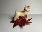 Flocked Fox Terrier Dog Wagner Handwork  2 5   West Germany  Green Neck Collar