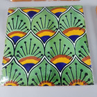 Mexican Talavera Style Hand Painted Tiles Set Of 4 Terracotta 4 x4  Decorative