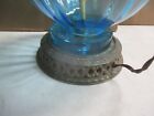 Pair Vintage Mid Century Modern Blue Hollywood Regency Optical Table Lamps 34 