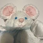 Puffalump Plush Mouse Fisher Price 1988 White Pink Blue Baby Rattle Vintage