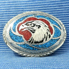 Eagle Belt Buckle Large Heavy Southwestern Red Blue Stone Inlay Vtg 70s   cvb788