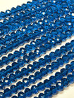 31 Deep Capri Blue Czech Glass Rondelle Beads 8x6mm