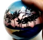 Hawaiian Hand Painted Hawaii Palm Trees Sunset Beach Glass Christmas Ornament