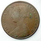 1861 Nova Scotia Canada One Cent Copper Queen Victoria Great Details
