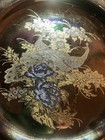 Vintage Japanese Gold Etched Peacock And Floral Plate  7 1 2  