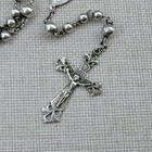 Vintage Alpacca Silver Prayer Rosary Beads Religious Crucifix Catholic Necklace