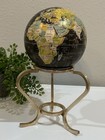 Vtg Decorative Black Yellow World Globe 4    D Solid Brass Stand Bookshelf Decor