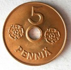 1941 Finland 5 Pennia - Bu unc Red - Ww2 Era Coin - Free Ship - Bin Ooo