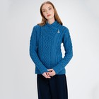 Saol 100  Merino Wool Cable Knitted Cardigan Women s Irish Aran Zipper Jacket