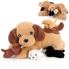 5 Pieces Dog Stuffed Animals With Babies Inside Belly - 1 Mommy Brown Dog