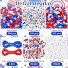 814 Pcs 4th Of July Patriotic Beads Kits Usa Letter Beads Red White Blue 
