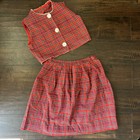 Vtg 60s Tartan Plaid 2 Piece Mini Skirt Set Crop Top Vivienne Westwood Mod S