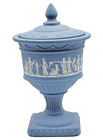 Avon Avonshire Blue Grecian Candle Holder Trinket Box Decoration Vintage 1970s