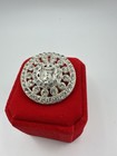 Antique Silver Tone Rhinestone Crystal Button Large Unsigned Estate Sale Read