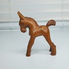 Hand Carved Wooden Horse Figurine Folk Art 3 5 Inch Equine Decor Rustic Brown