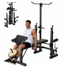 7 In 1 Adjustable Weight Bench Set With Squat Rack And Lat Pulldown For Gym Home