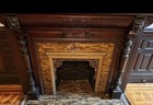   Antique Carved Oak Fireplace Mantel Lion Heads   112 X 73 42 Opening   Salvage