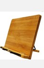 Bamboo Book Stand  Adjustable Cookbook Holder Reading Desk Portable 11 1 X 8 25