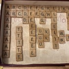 90 Scrabble Pieces Tiles Letters   Holders Replacement Wood Set