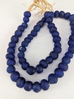 African Trade Beads - Vintage Hand Made From Blue Glass Bottles  12-13mm  24  