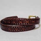 Men s Sz 38 Brown Genuine Leather Woven Belt Brass Buckle