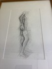 Original Art Pencil Or Charcoal Side-profile Sketch Of Nude Male Signed 19 25x25