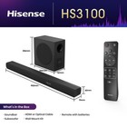Hisense - 3 1 Channel 480w Soundbar With Wireless 6 5  Subwoofer  hs3100  - B   