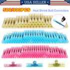 500 100pcs Waterproof Heat Shrink Crimp Splice Wire Connectors Butt Terminal Kit