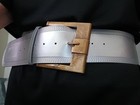Women Western Wide Silver Color Leather Belt Size M Belt Length Is 42 In New