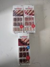 New Kiss Nails Impress Press On Manicure Short Gel Lot 3 Kits Purple Pink Maroon
