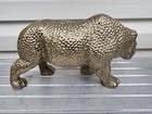 Large 13    Rhino Rhinoceros Animal Cast Metal Golden Brass Tone Statue Figurine
