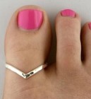 925 Sterling Silver Solid Metal V Shaped Big Toe Ring 14k White Gold Plated