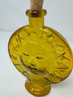 Vtg Mcm Empoli Italy Amber Glass Sun Face Decanter Bottle Celestial Flask 8 5 