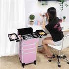 Rolling Makeup Train Case 4 In 1 Cosmetic Trolley Organizer Makeup Travel Case