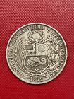 1872 Yj Peru Un Sol Silver Coin 90  25g 22 5g Asw
