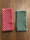 Vtg Christmas Cloth Napkins Cotton Set Of 10 With Fringe 7 Red 3 Green 14x 14