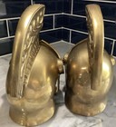 Vintage Solid Brass Trojan Helmet  9  Tall D  cor Set Of 2