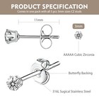 5 Pairs Silver Stud Earrings Set  316l Surgical Stainless Steel Hypoallergeni   