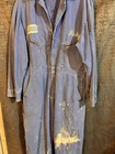 Vintage Blue Work Coverall Jumpsuit Featuring Paint Stains And A Personalized 46