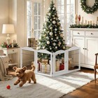 24 h 4 Panels Foldable Pet Safety Gate Walk Through Door Dog Fence Indoor